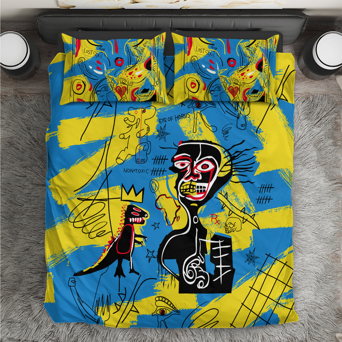 African Art Viva Underground Psychedelic Vintage Style Bedding Set - Wonder Print Shop