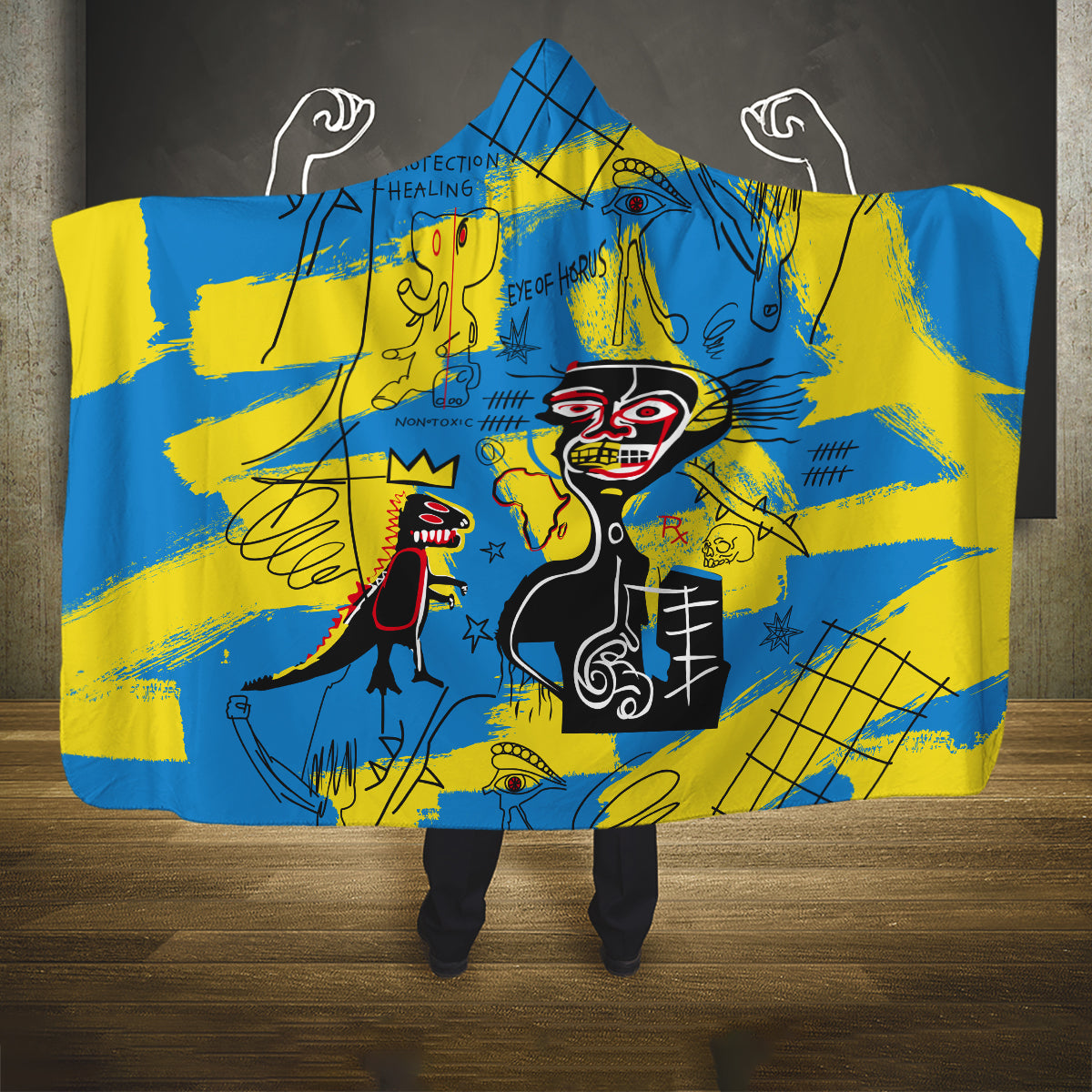 African Art Viva Underground Psychedelic Vintage Style Hooded Blanket