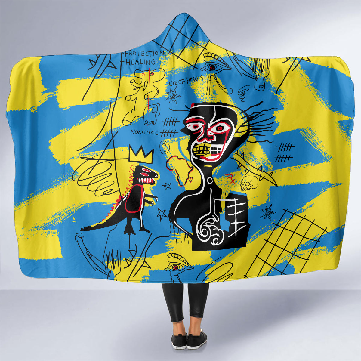 African Art Viva Underground Psychedelic Vintage Style Hooded Blanket