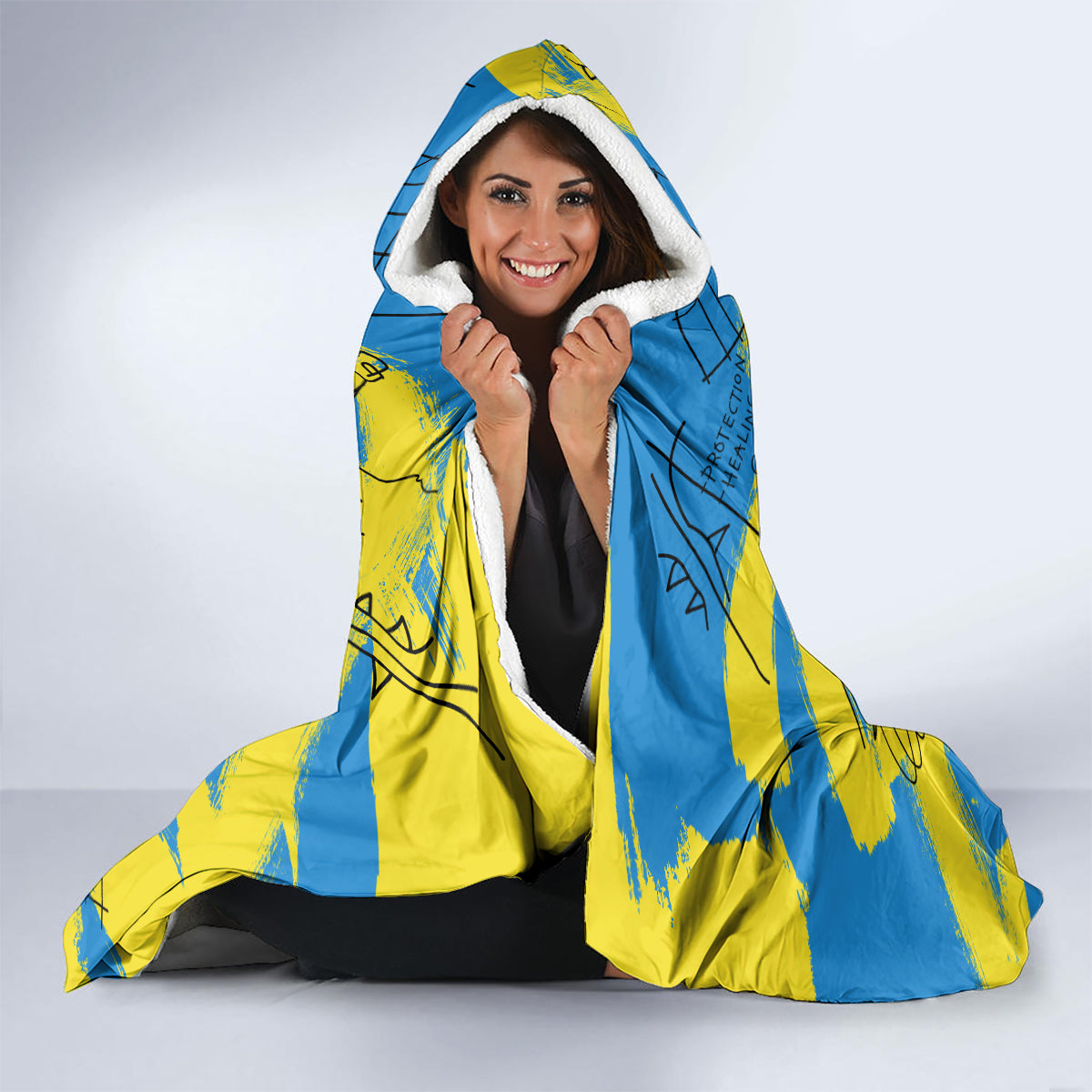 African Art Viva Underground Psychedelic Vintage Style Hooded Blanket