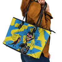 African Art Viva Underground Psychedelic Vintage Style Leather Tote Bag - Wonder Print Shop