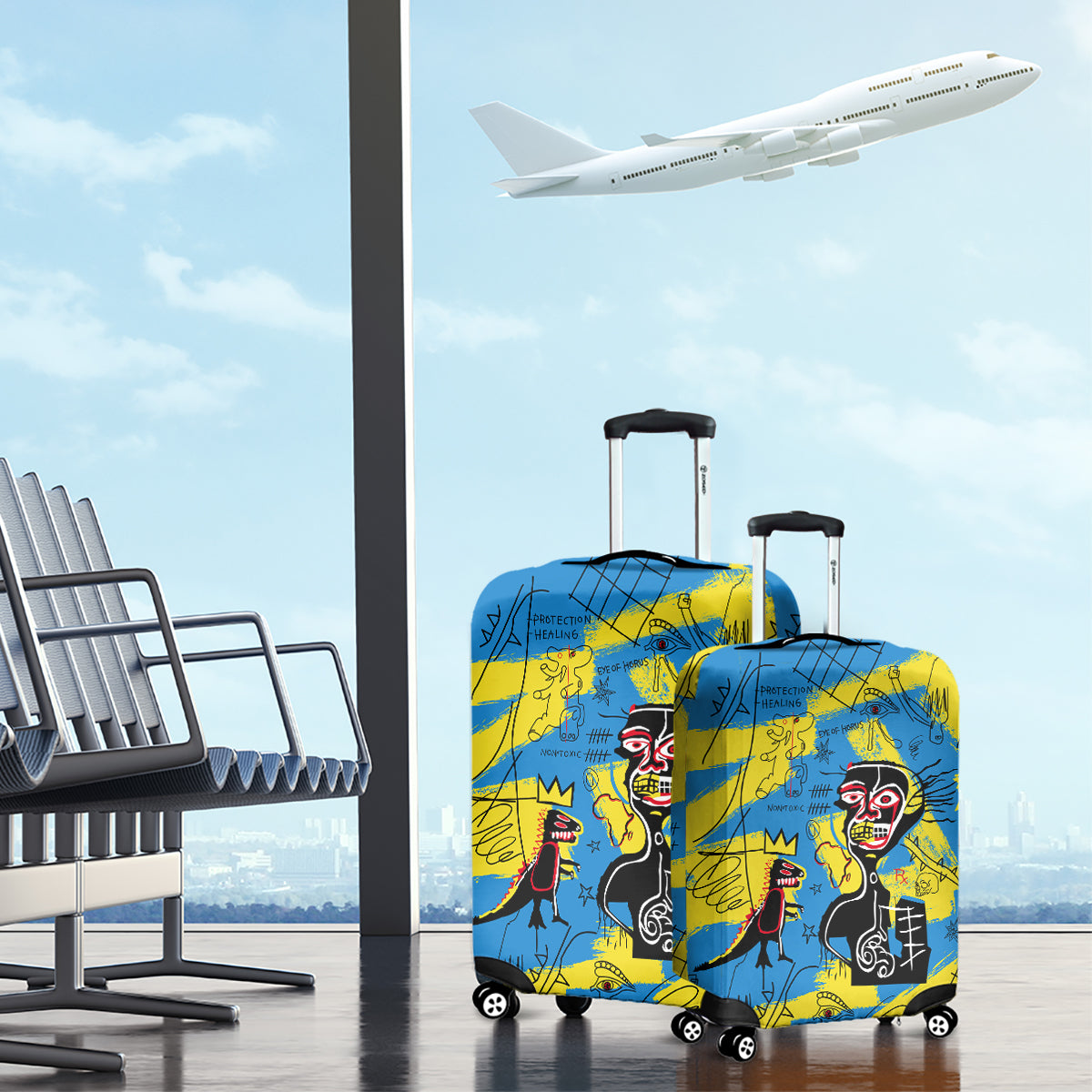 African Art Viva Underground Psychedelic Vintage Style Luggage Cover - Wonder Print Shop