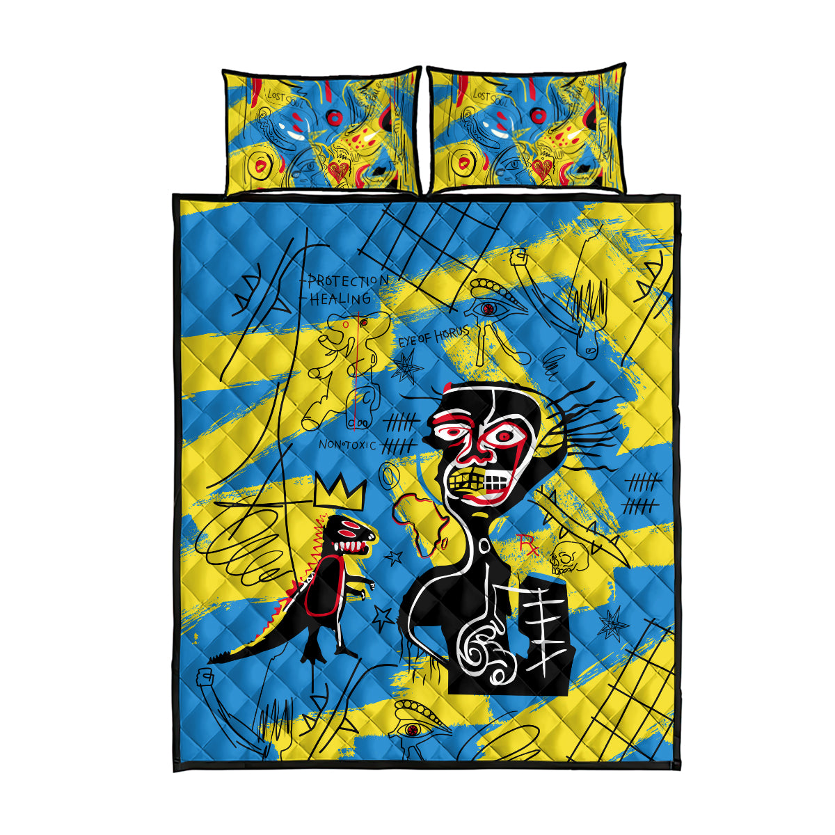 African Art Viva Underground Psychedelic Vintage Style Quilt Bed Set - Wonder Print Shop