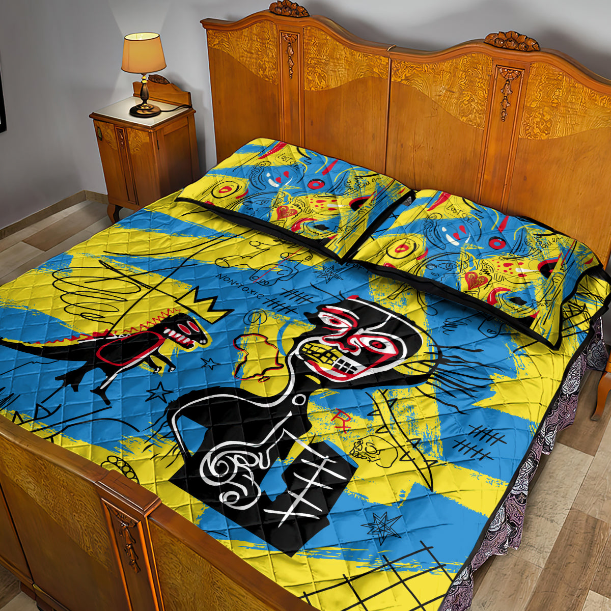 African Art Viva Underground Psychedelic Vintage Style Quilt Bed Set - Wonder Print Shop
