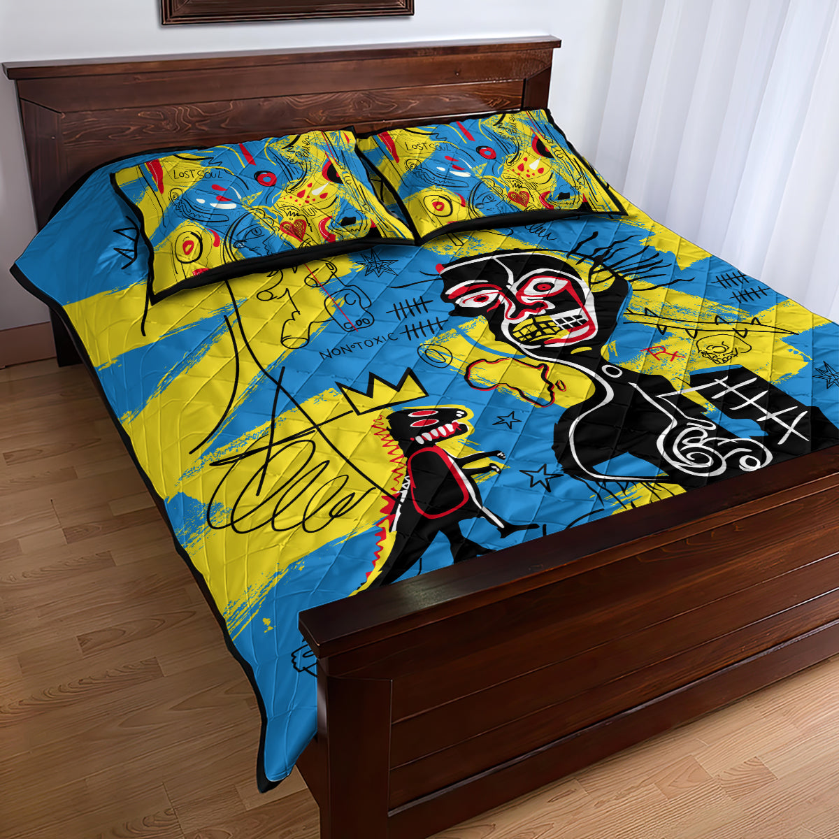African Art Viva Underground Psychedelic Vintage Style Quilt Bed Set - Wonder Print Shop