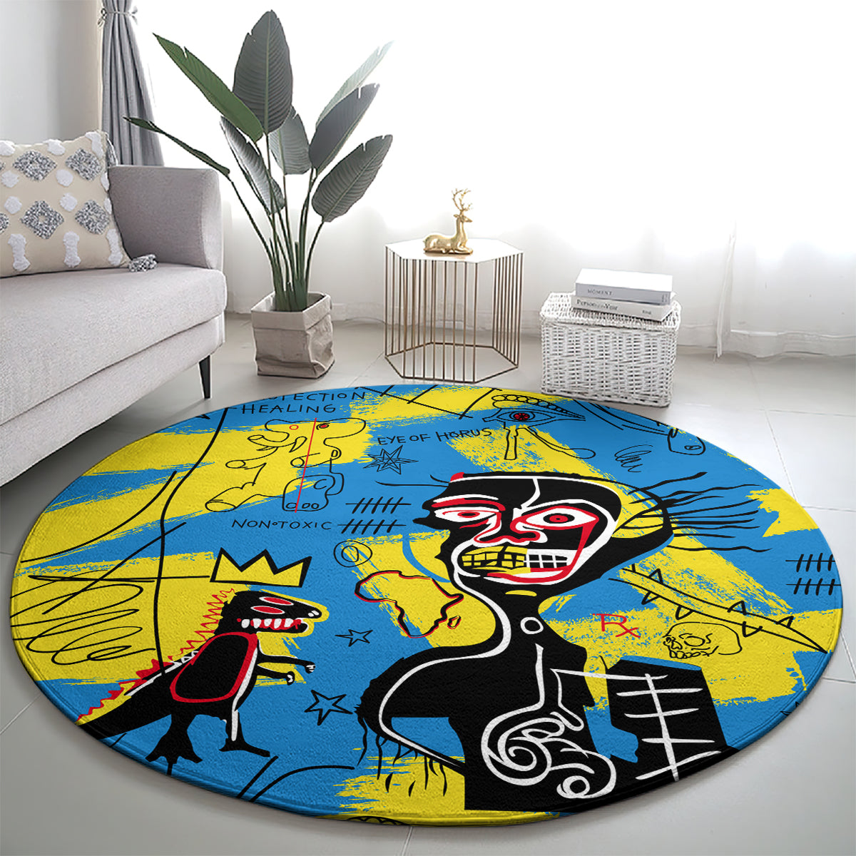 African Art Viva Underground Psychedelic Vintage Style Round Carpet