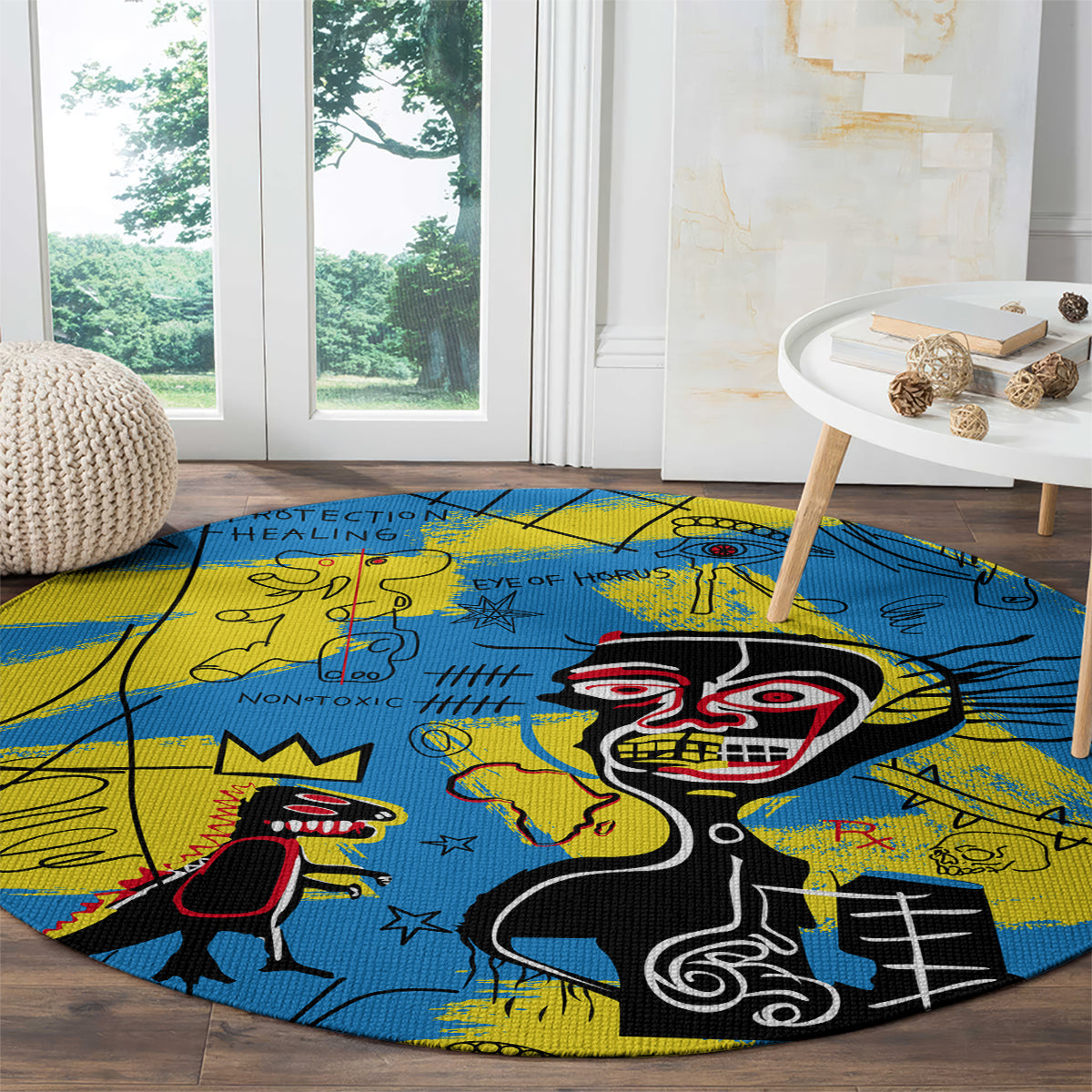 African Art Viva Underground Psychedelic Vintage Style Round Carpet
