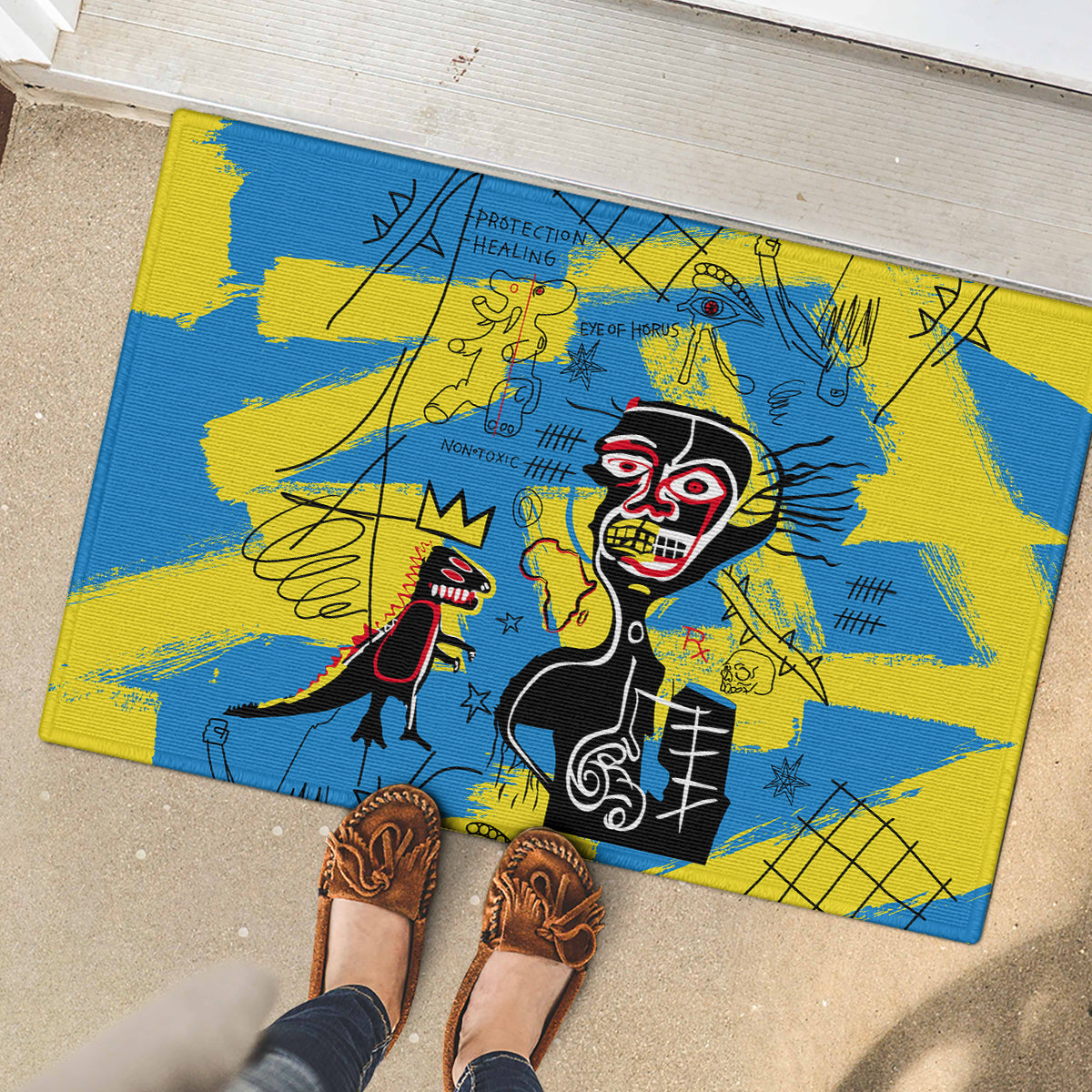 African Art Viva Underground Psychedelic Vintage Style Rubber Doormat - Wonder Print Shop