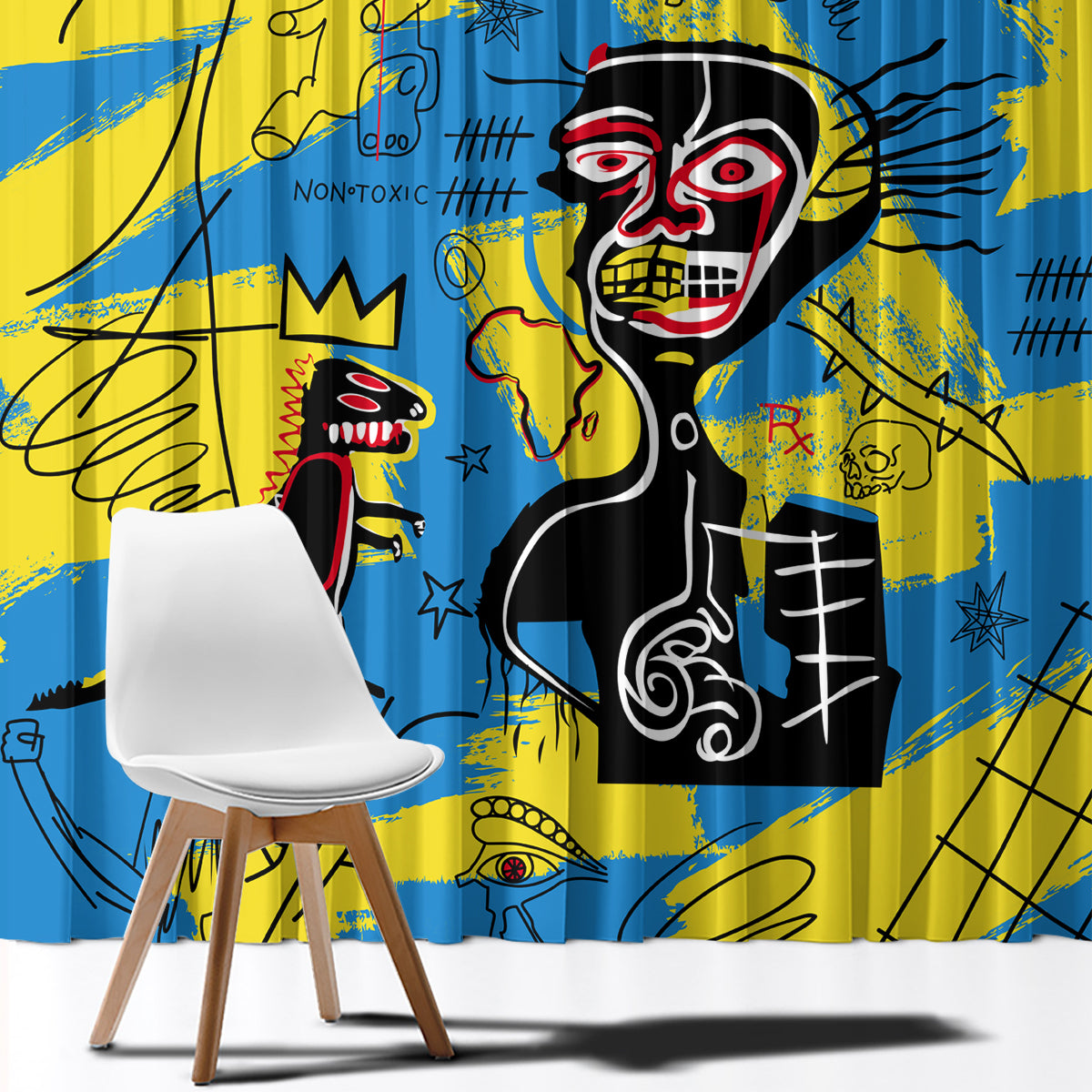 African Art Viva Underground Psychedelic Vintage Style Window Curtain - Wonder Print Shop