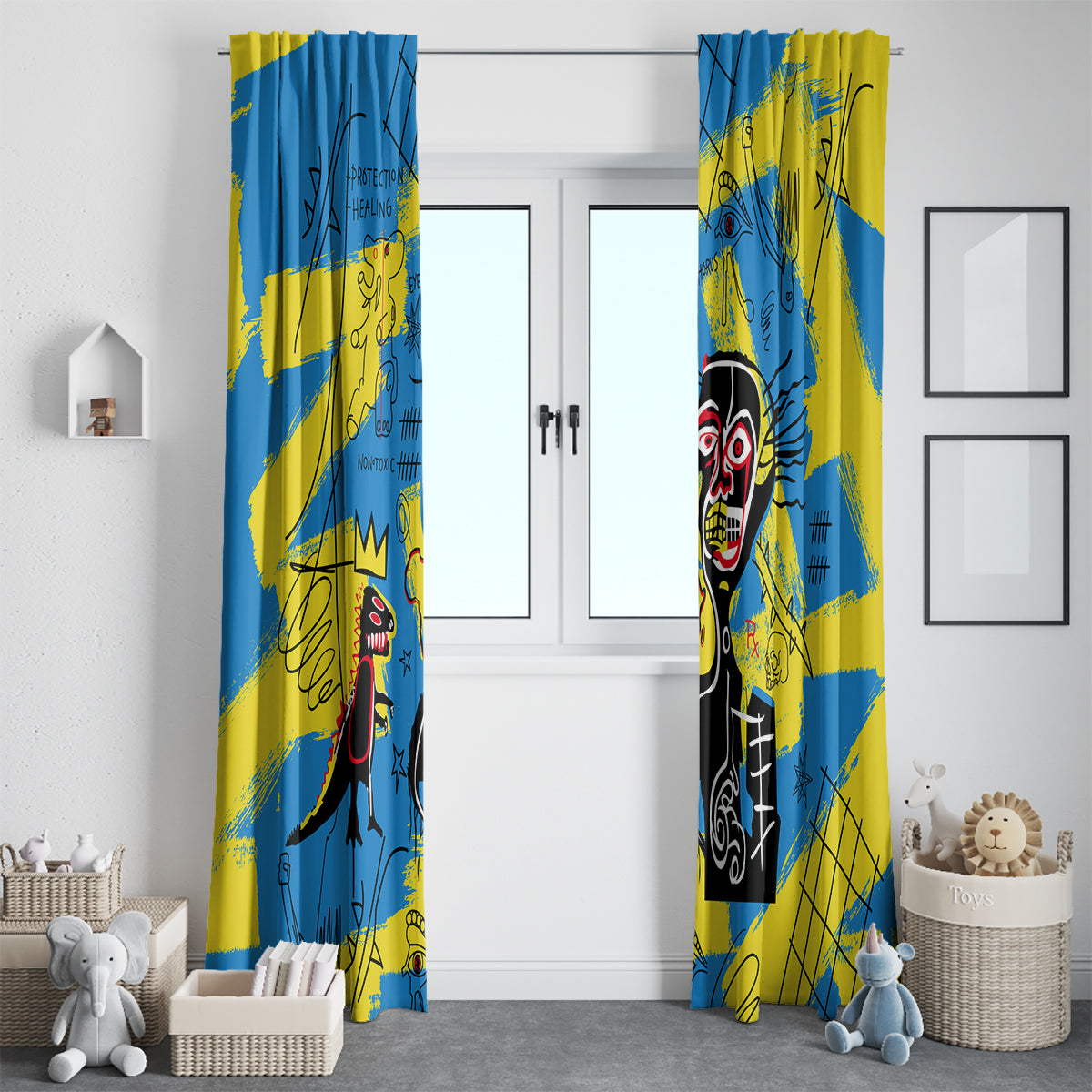 African Art Viva Underground Psychedelic Vintage Style Window Curtain - Wonder Print Shop