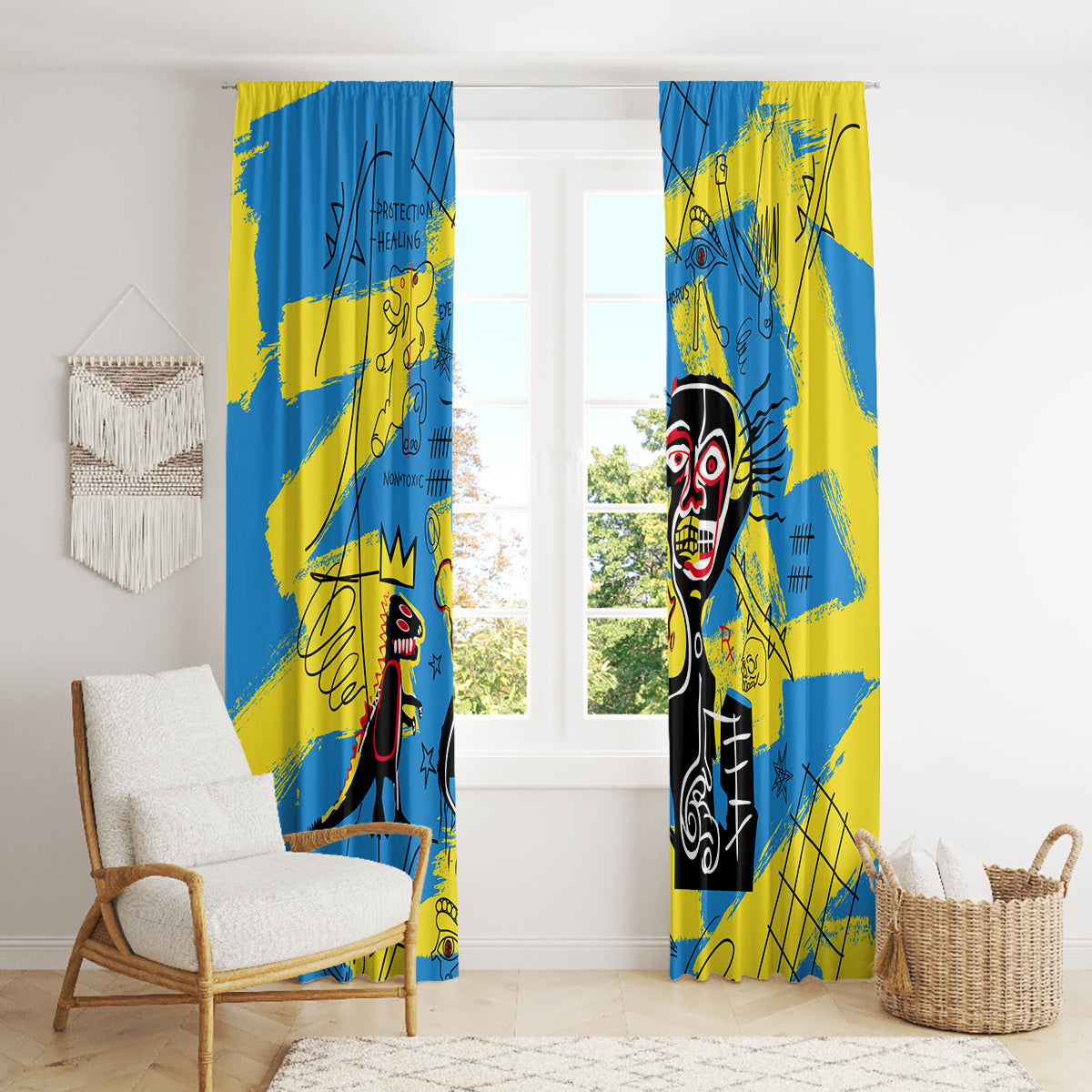 African Art Viva Underground Psychedelic Vintage Style Window Curtain - Wonder Print Shop
