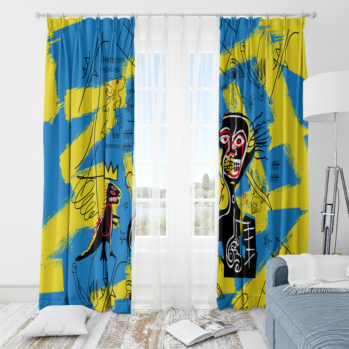 African Art Viva Underground Psychedelic Vintage Style Window Curtain - Wonder Print Shop
