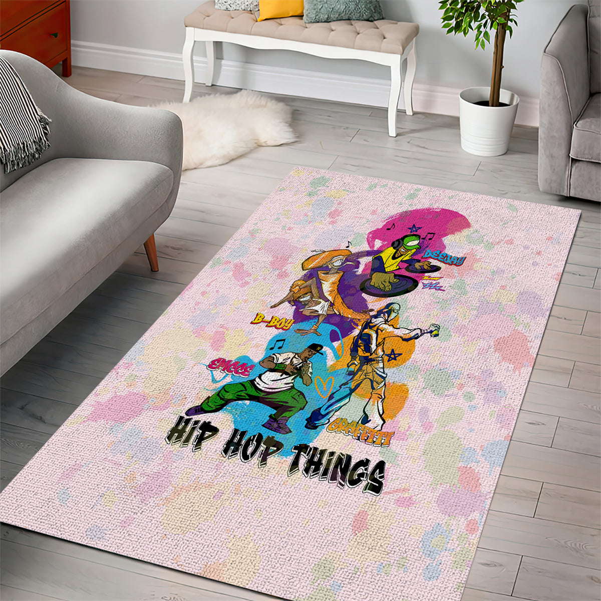 4 Elements Of Hip Hop Area Rug - Wonder Print Shop