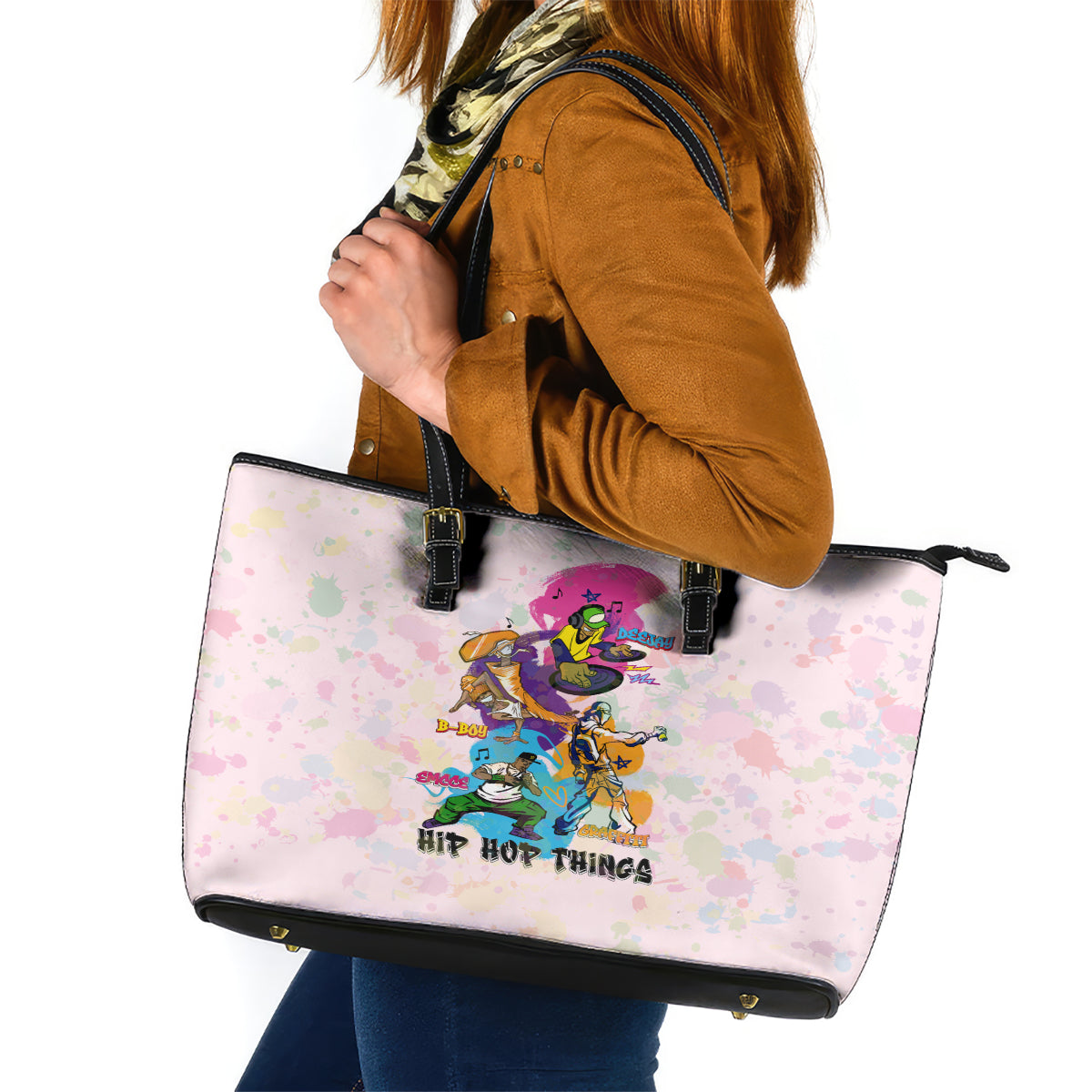 4 Elements Of Hip Hop Leather Tote Bag - Wonder Print Shop