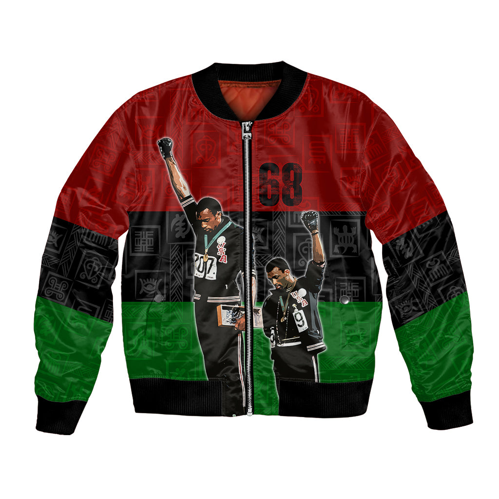 Mexico City 1968 African American Bomber Jacket Black Power Salute - Wonder Print Shop