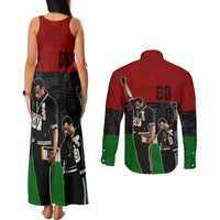 Mexico City 1968 African American Couples Matching Tank Maxi Dress and Long Sleeve Button Shirts Black Power Salute - Wonder Print Shop