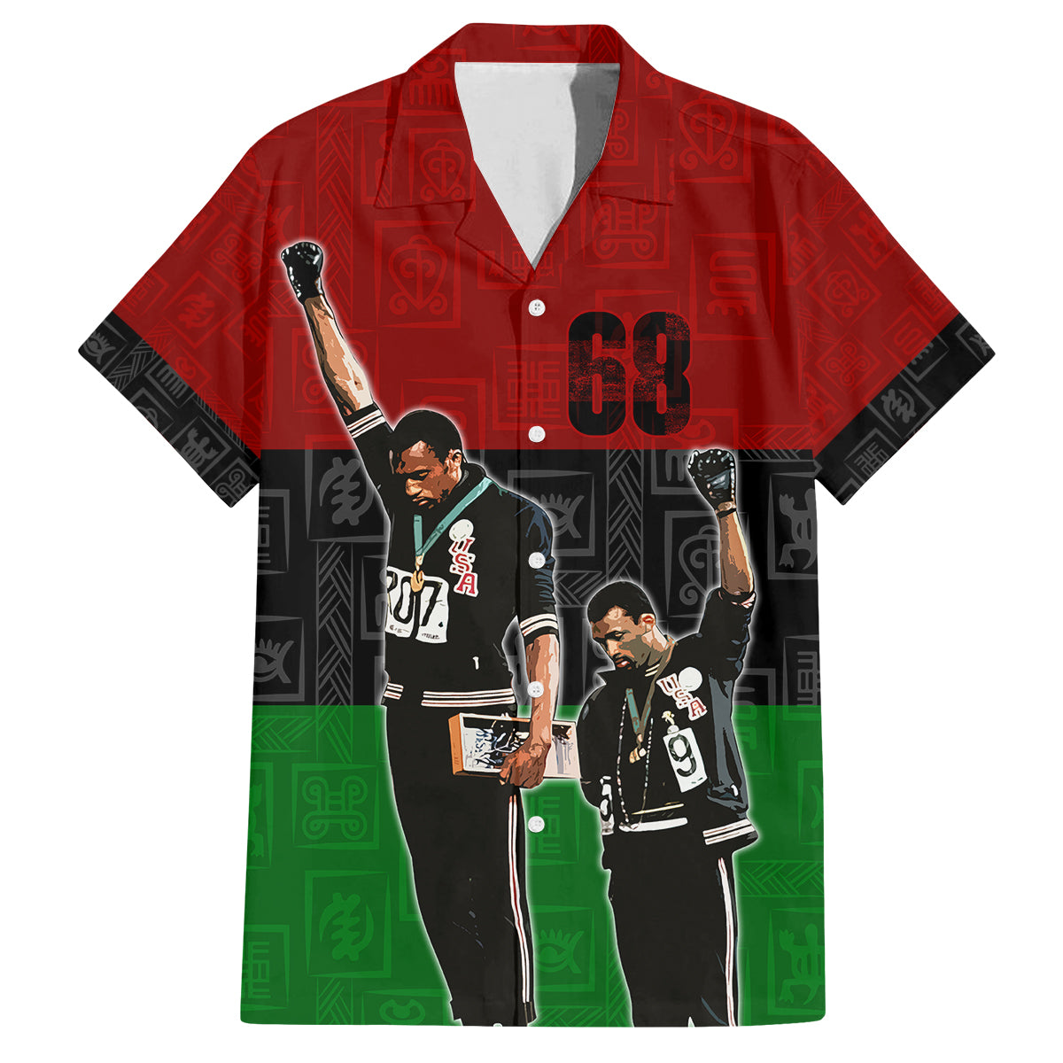 Mexico City 1968 African American Family Matching Long Sleeve Bodycon Dress and Hawaiian Shirt Black Power Salute - Wonder Print Shop