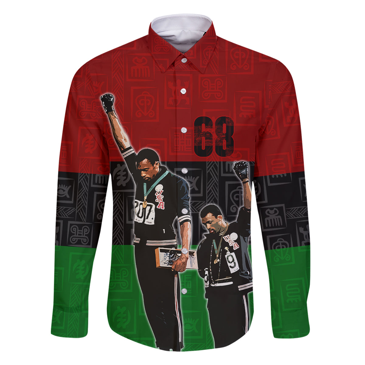 Mexico City 1968 African American Family Matching Long Sleeve Bodycon Dress and Hawaiian Shirt Black Power Salute - Wonder Print Shop