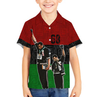 Mexico City 1968 African American Family Matching Long Sleeve Bodycon Dress and Hawaiian Shirt Black Power Salute - Wonder Print Shop