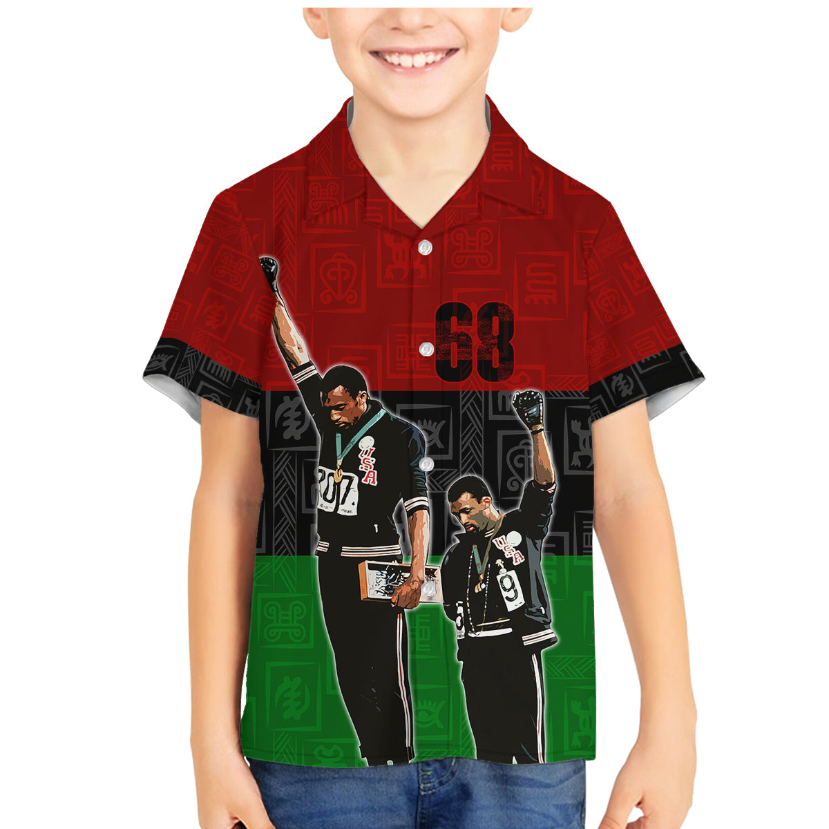 Mexico City 1968 African American Family Matching Mermaid Dress and Hawaiian Shirt Black Power Salute - Wonder Print Shop