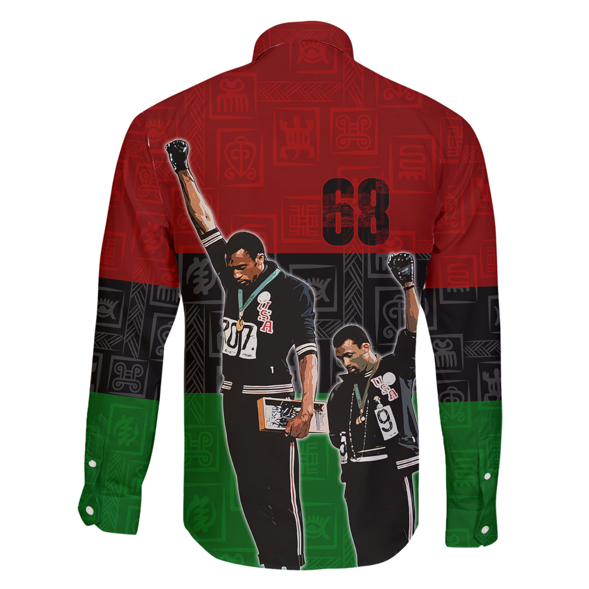 Mexico City 1968 African American Family Matching Off Shoulder Maxi Dress and Hawaiian Shirt Black Power Salute - Wonder Print Shop