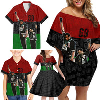 Mexico City 1968 African American Family Matching Off Shoulder Short Dress and Hawaiian Shirt Black Power Salute - Wonder Print Shop