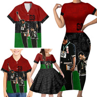 Mexico City 1968 African American Family Matching Short Sleeve Bodycon Dress and Hawaiian Shirt Black Power Salute - Wonder Print Shop