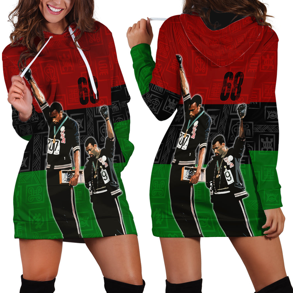 Mexico City 1968 African American Hoodie Dress Black Power Salute - Wonder Print Shop