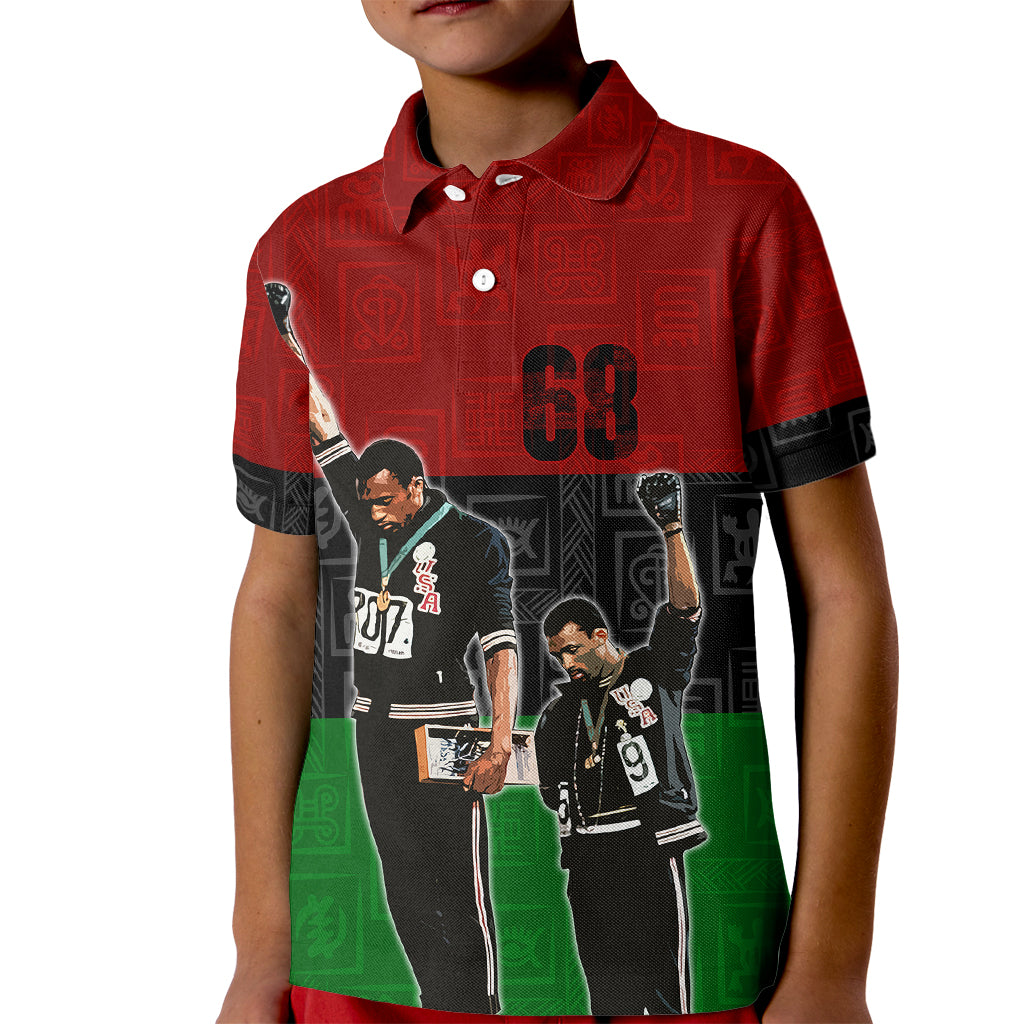 Mexico City 1968 African American Kid Polo Shirt Black Power Salute - Wonder Print Shop