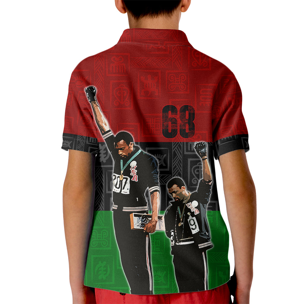 Mexico City 1968 African American Kid Polo Shirt Black Power Salute - Wonder Print Shop