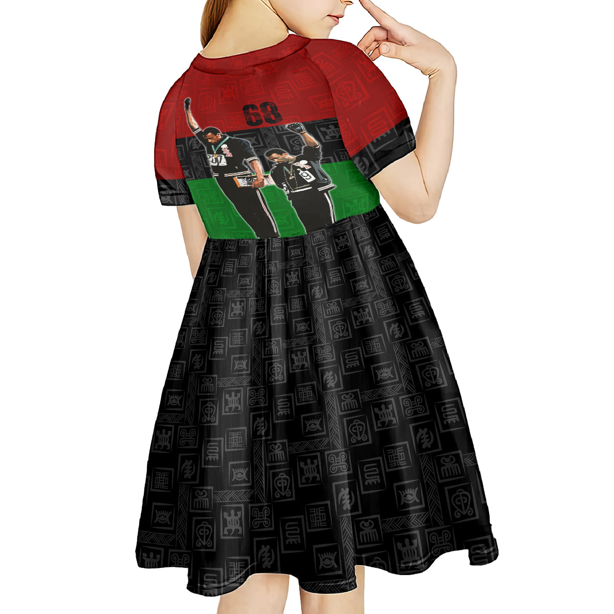 Mexico City 1968 African American Kid Short Sleeve Dress Black Power Salute - Wonder Print Shop