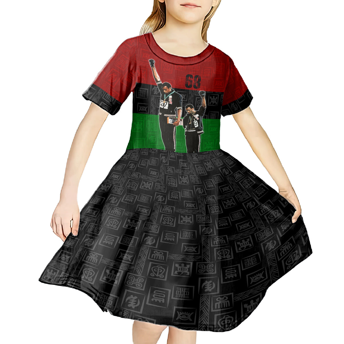 Mexico City 1968 African American Kid Short Sleeve Dress Black Power Salute - Wonder Print Shop