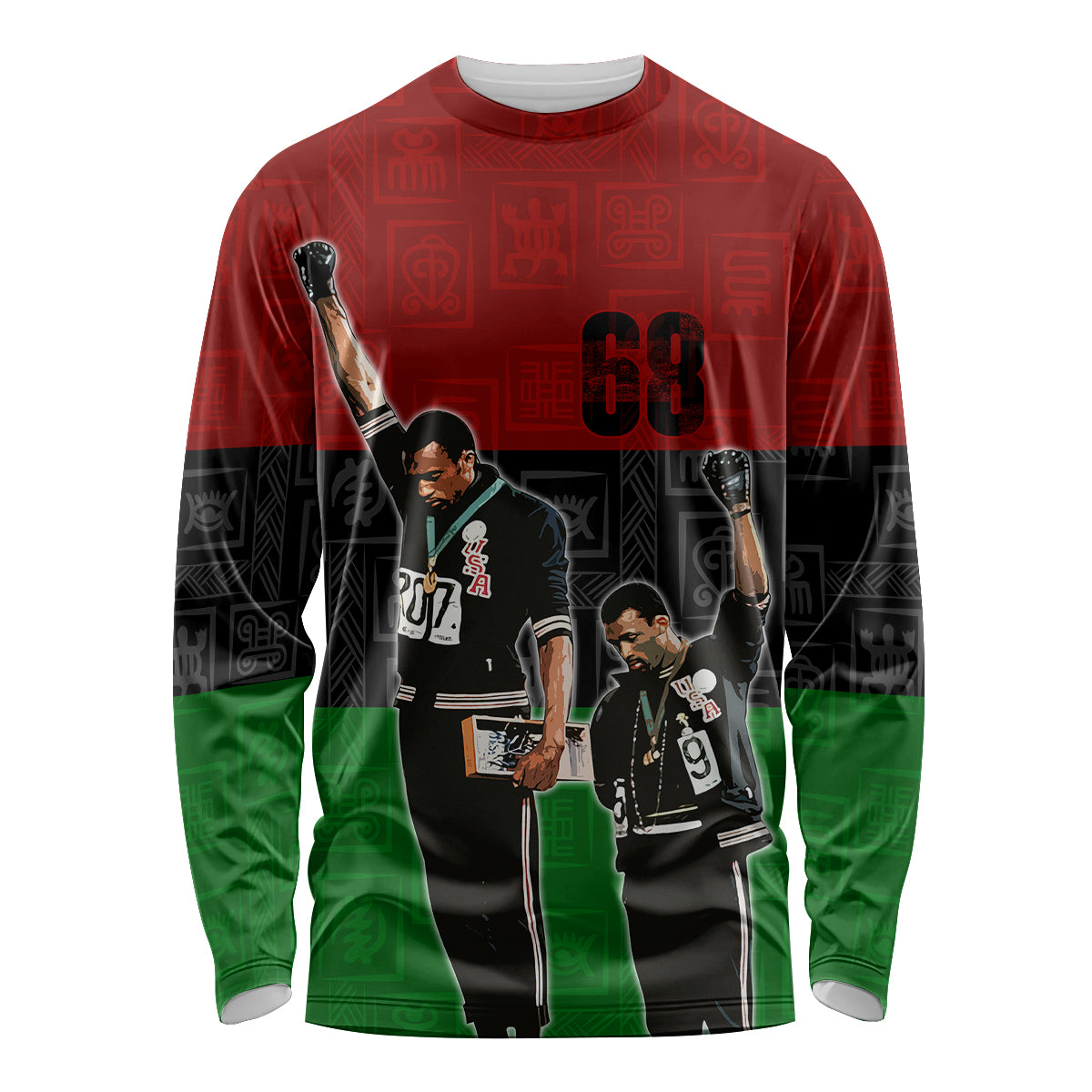 Mexico City 1968 African American Long Sleeve Shirt Black Power Salute - Wonder Print Shop