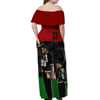 Mexico City 1968 African American Off Shoulder Maxi Dress Black Power Salute - Wonder Print Shop