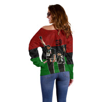 Mexico City 1968 African American Off Shoulder Sweater Black Power Salute - Wonder Print Shop