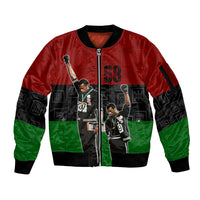 Mexico City 1968 African American Sleeve Zip Bomber Jacket Black Power Salute - Wonder Print Shop