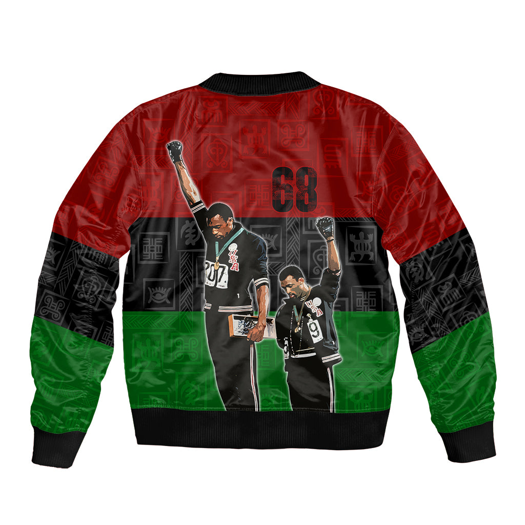 Mexico City 1968 African American Sleeve Zip Bomber Jacket Black Power Salute - Wonder Print Shop