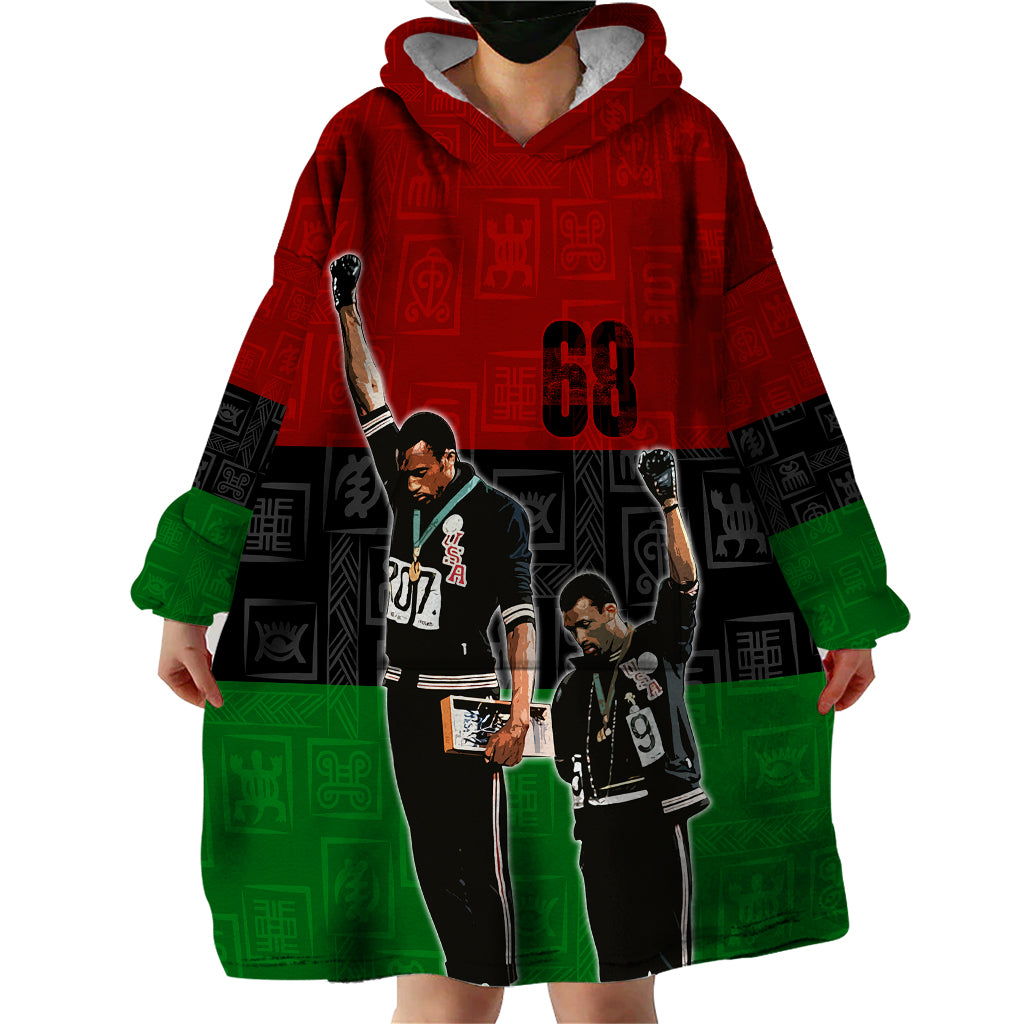 Mexico City 1968 African American Wearable Blanket Hoodie Black Power Salute - Wonder Print Shop