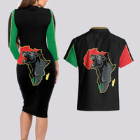 Powerful Panther Africa Couples Matching Long Sleeve Bodycon Dress and Hawaiian Shirt Map Africa - Wonder Print Shop