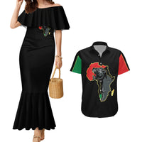 Powerful Panther Africa Couples Matching Mermaid Dress and Hawaiian Shirt Map Africa - Wonder Print Shop