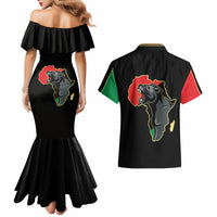 Powerful Panther Africa Couples Matching Mermaid Dress and Hawaiian Shirt Map Africa - Wonder Print Shop