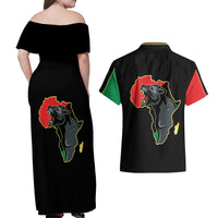 Powerful Panther Africa Couples Matching Off Shoulder Maxi Dress and Hawaiian Shirt Map Africa - Wonder Print Shop