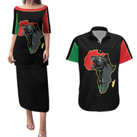 Powerful Panther Africa Couples Matching Puletasi Dress and Hawaiian Shirt Map Africa - Wonder Print Shop