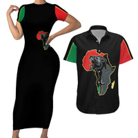 Powerful Panther Africa Couples Matching Short Sleeve Bodycon Dress and Hawaiian Shirt Map Africa - Wonder Print Shop