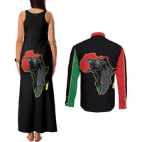Powerful Panther Africa Couples Matching Tank Maxi Dress and Long Sleeve Button Shirts Map Africa - Wonder Print Shop