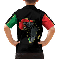 Powerful Panther Africa Family Matching Long Sleeve Bodycon Dress and Hawaiian Shirt Map Africa - Wonder Print Shop
