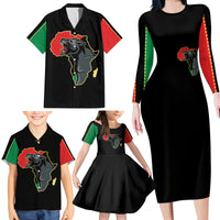 Powerful Panther Africa Family Matching Long Sleeve Bodycon Dress and Hawaiian Shirt Map Africa - Wonder Print Shop