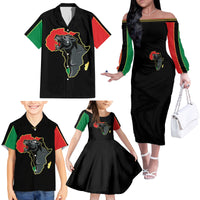 Powerful Panther Africa Family Matching Off Shoulder Long Sleeve Dress and Hawaiian Shirt Map Africa - Wonder Print Shop