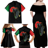 Powerful Panther Africa Family Matching Off Shoulder Maxi Dress and Hawaiian Shirt Map Africa - Wonder Print Shop