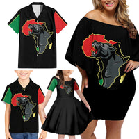 Powerful Panther Africa Family Matching Off Shoulder Short Dress and Hawaiian Shirt Map Africa - Wonder Print Shop